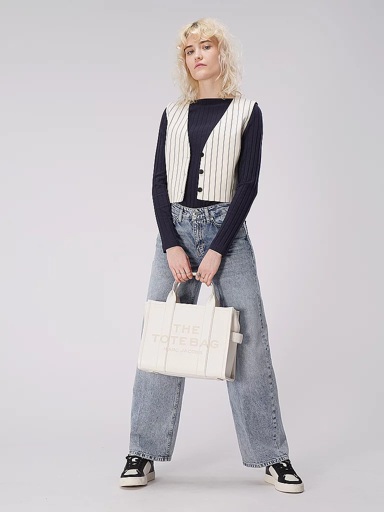 MARC JACOBS Bolso de cuero - Bolso tote THE MEDIUM TOTE LEATHER crema